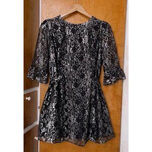 The Vampire's Wife x H&M Mystique Silver Black Metallic Lace Mini Dress Sz XL